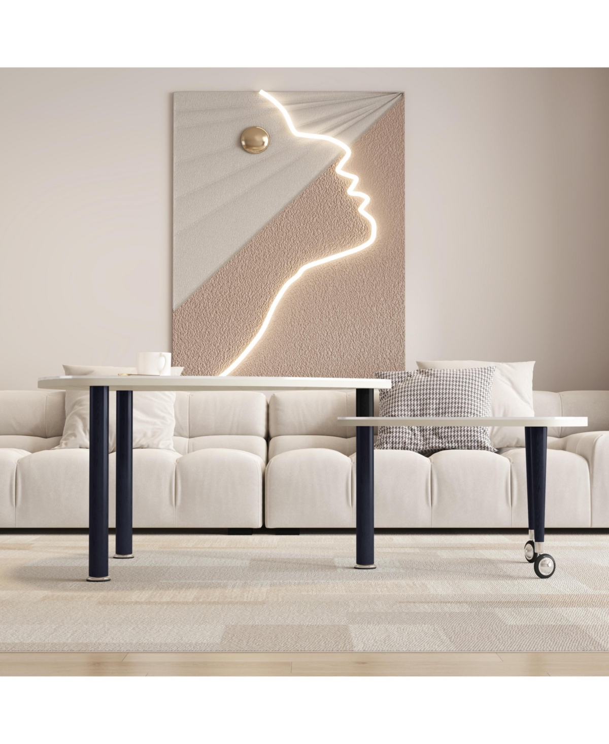 Flynama 360degree(s) Rotatable Coffee Table, Sintered Stone Top