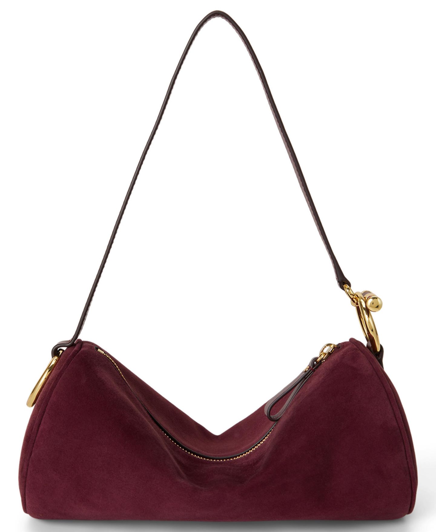Женская сумка Lauren Ralph Lauren Suede Small Blaike Barrel, цвет: Тёмный гранатовый — фото 3