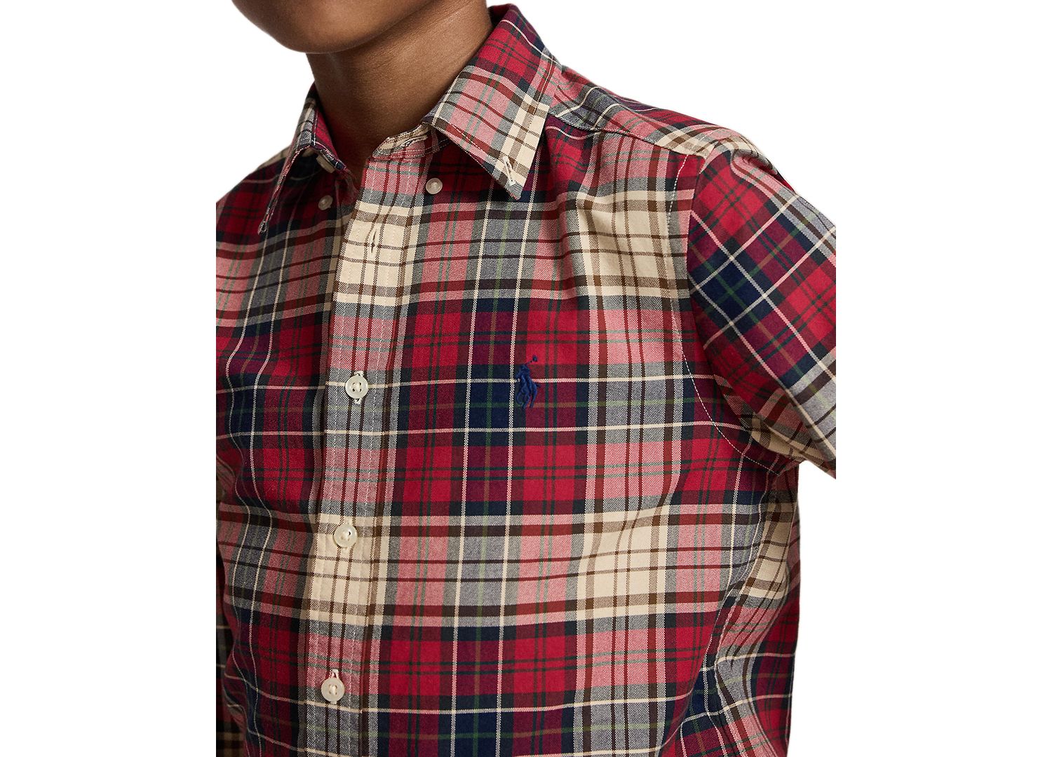 Boys' 8-20 Plaid Cotton Oxford Shirt