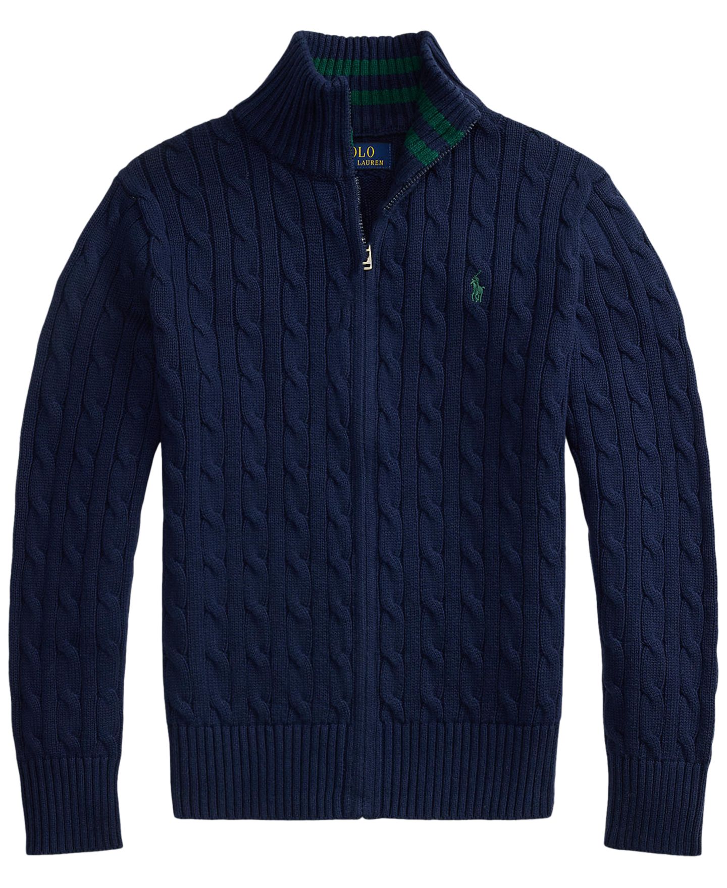 Свитер Polo Ralph Lauren Cable-Knit Cotton Full-Zip Sweater для мальчиков, цвет: Тёмно-синий — фото 1