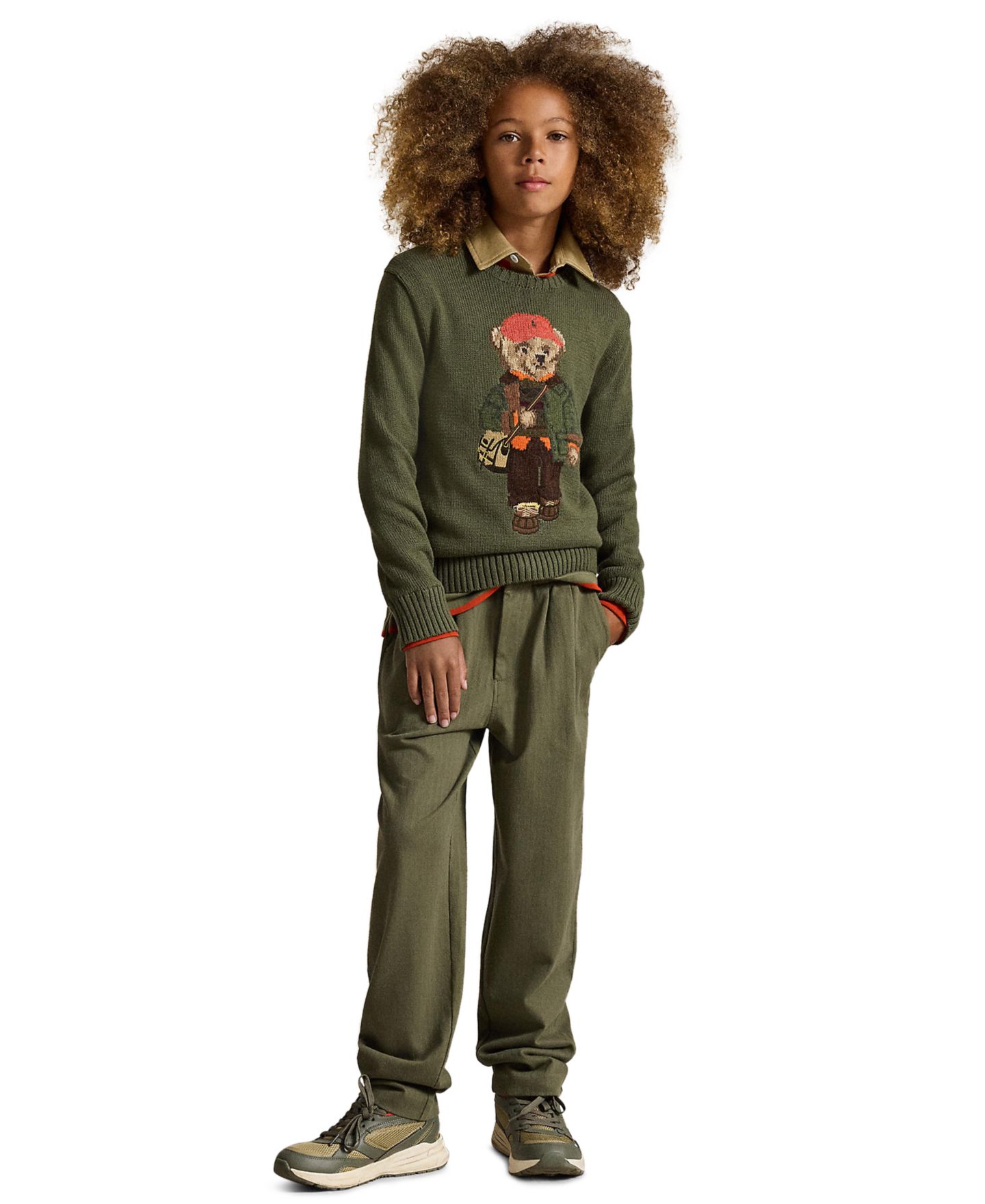Свитер Polo Ralph Lauren Polo Bear Embroidered для мальчиков, цвет: Оливковый — фото 2
