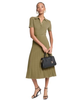 Michael Kors Women's Polo Collar Short-Sleeve Midi Dress