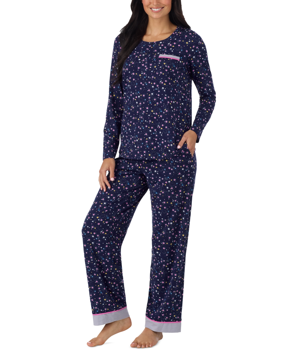 Cuddl Duds Women's Long-Sleeve Crewneck Print Pajama Set