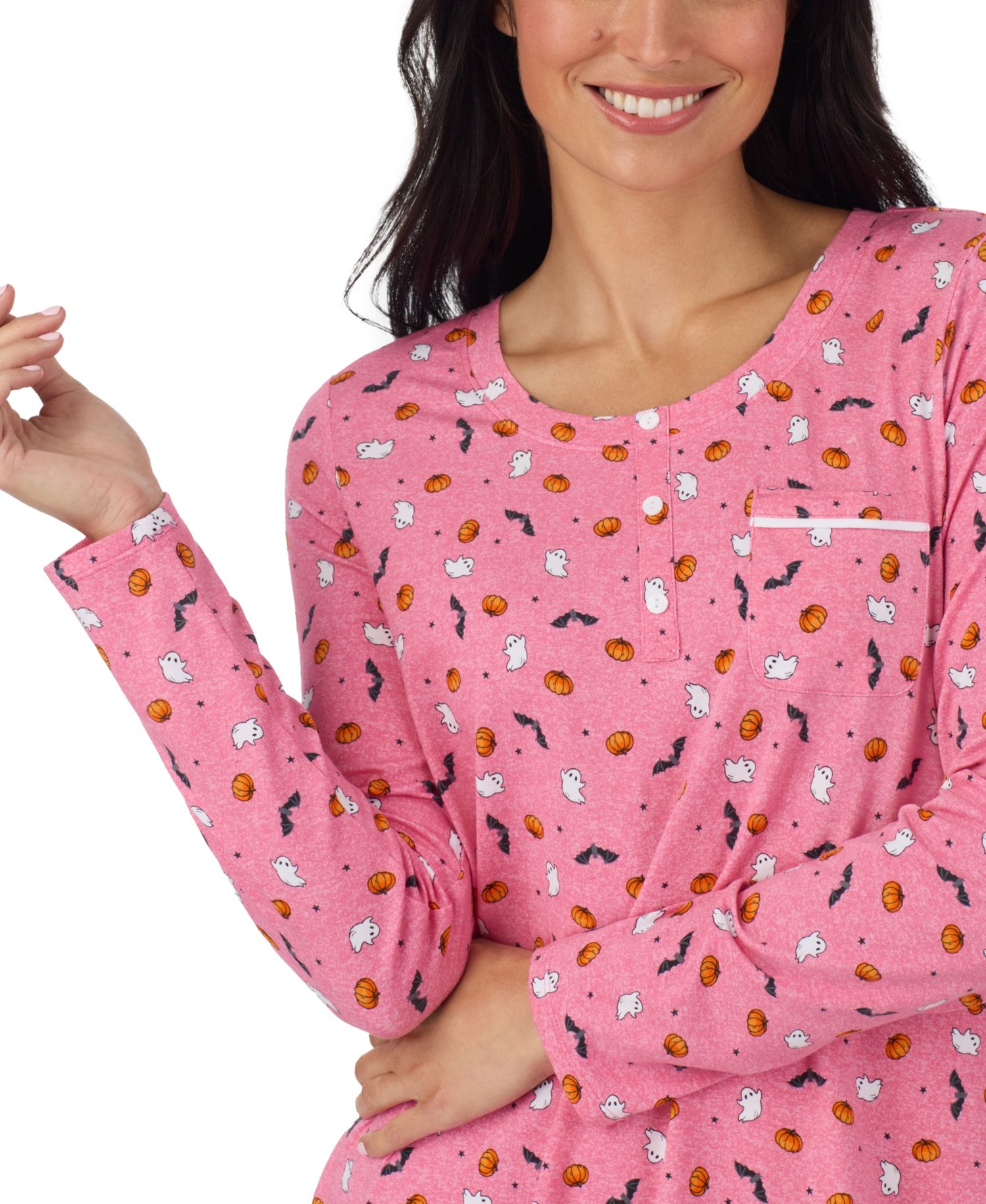 Women's Long-Sleeve Crewneck Knit Sleep Shirt