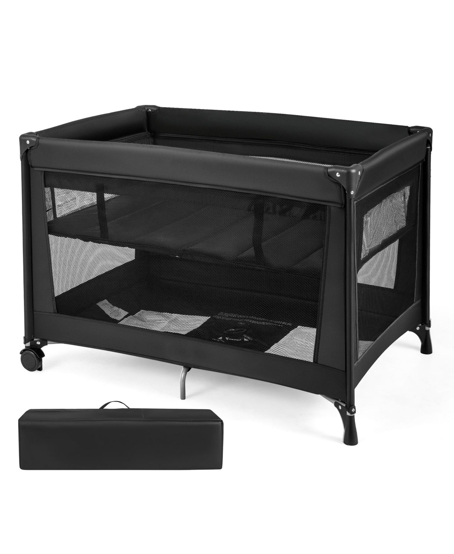 Portable Baby Playard with Soft Mattress, Breathable Mesh Sides