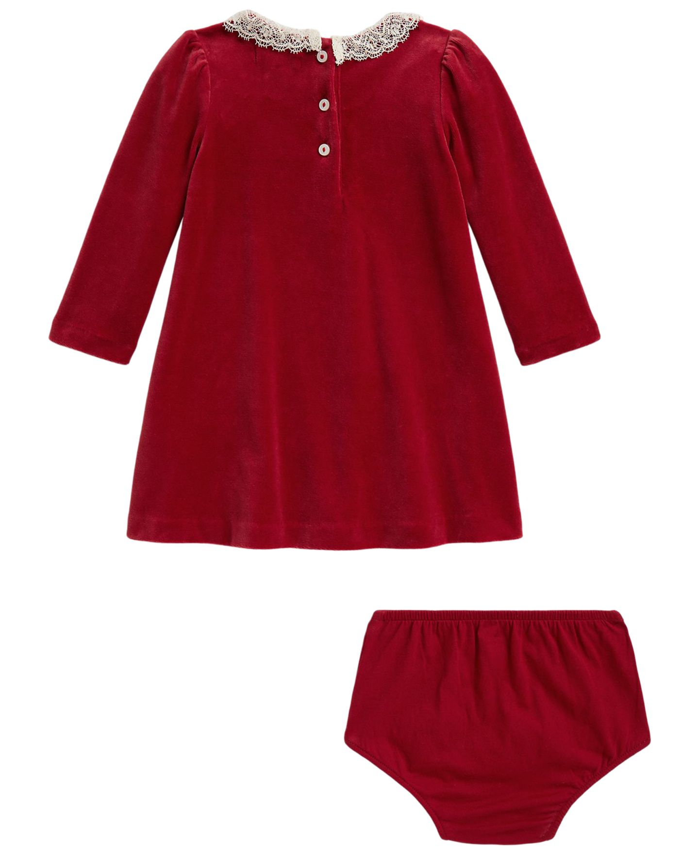 Платье Polo Ralph Lauren Velour Dress with Bloomer для девочек-малышей, цвет: Красный — фото 2