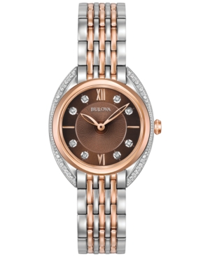 image of Bulova Women-s Diamond Accent Two-Tone Stainless Steel Bracelet Watch 30mm 98R230