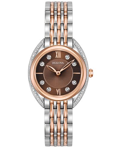Bulova Women's Diamond Accent Two-Tone Stainless Steel Bracelet Watch 30mm 98R230