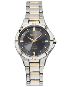 image of Seiko Women-s Solar Dress Sport Two-Tone Stainless Steel Bracelet Watch 27mm SUT316