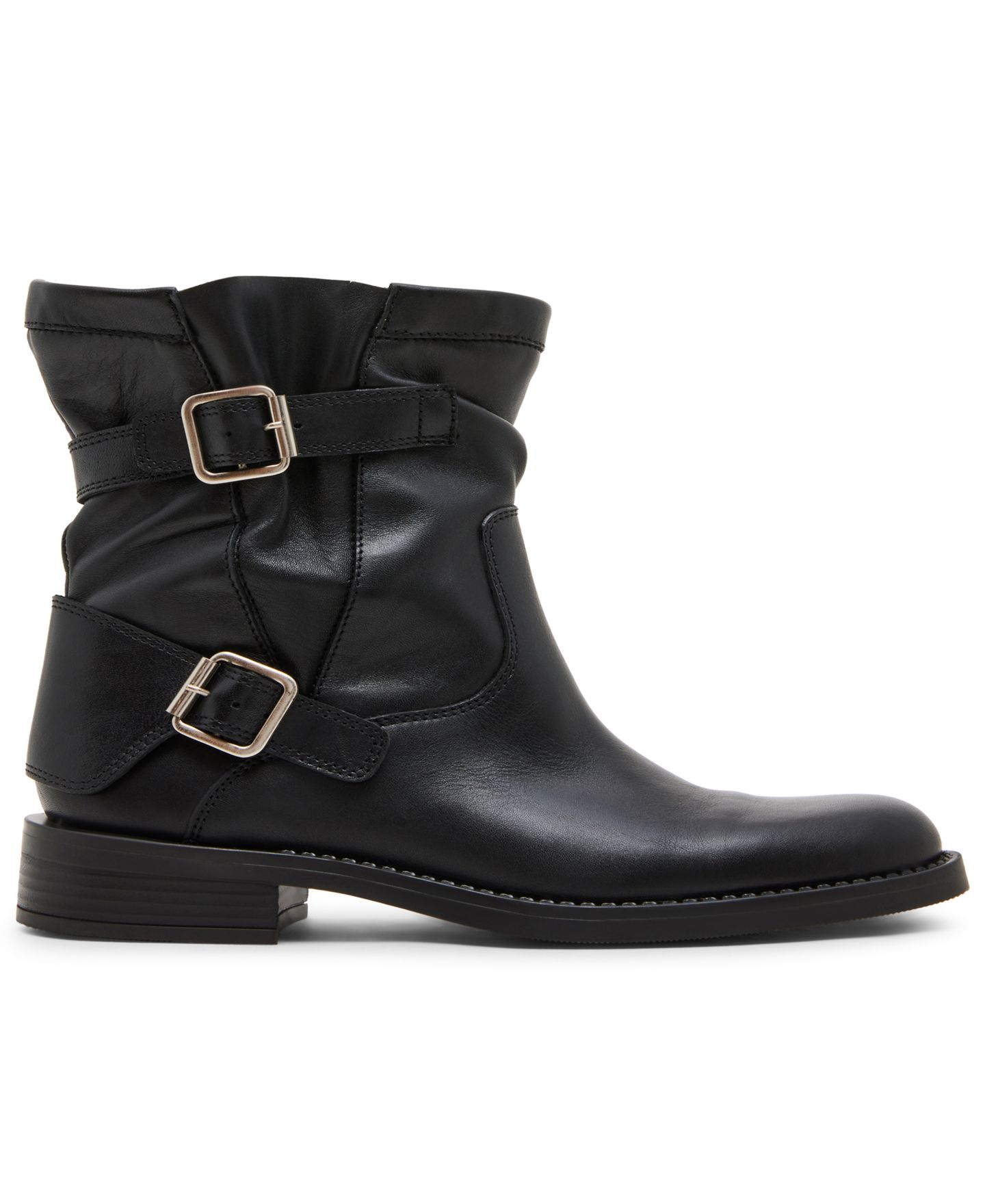 Женские ботинки Steve Madden Denis Moto Pull-On Booties, цвет: Чёрный кожаный — фото 2