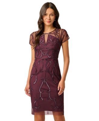 Women's Beaded Short-Sleeve Sheath Dress