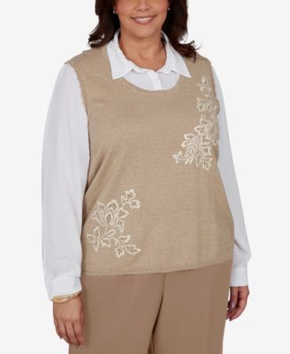 Plus Size Union Square Two-in-one Embroidered Sweater