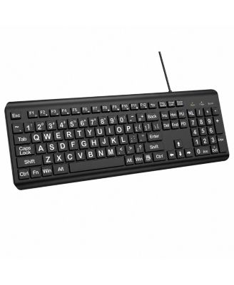 Wired Quiet Oversized Lettering Full-Size Keyboard for PC and Mac