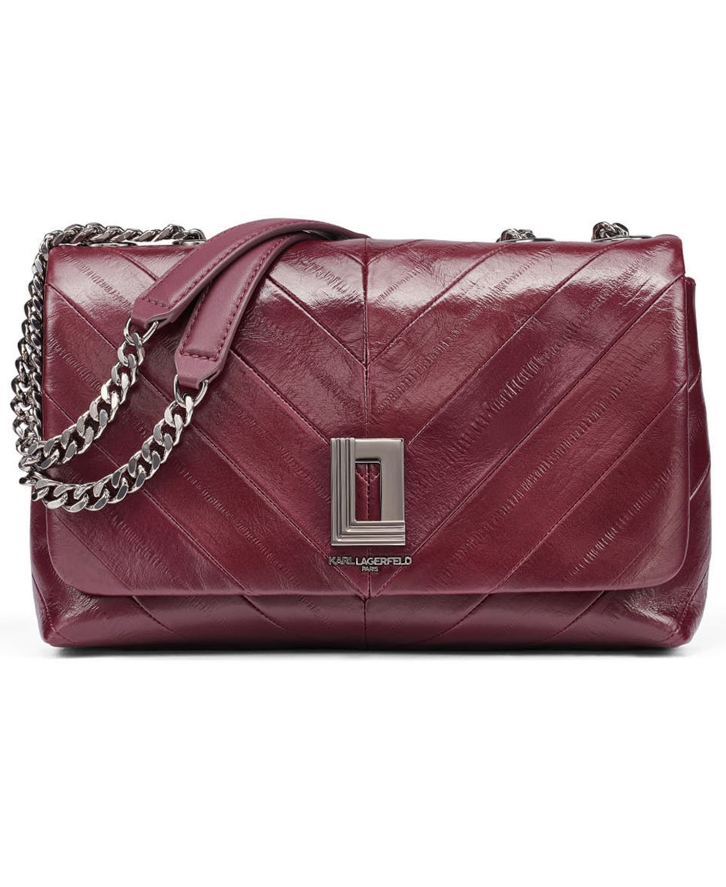 Женская сумка KARL LAGERFELD PARIS Lafayette Medium Leather Shoulder Handbag, цвет: Вишнёвый сливовый — фото 1