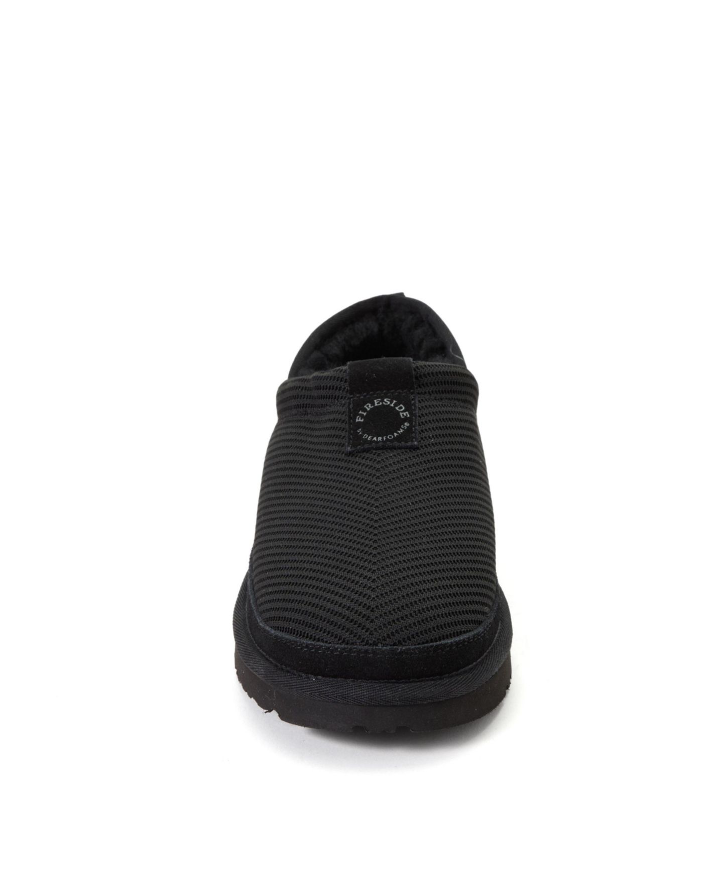 Женские тапочки Dearfoams Fireside by Sport Knit And Suede Slip On Shoetie Water Repellent Slippers, цвет: Чёрный — фото 6