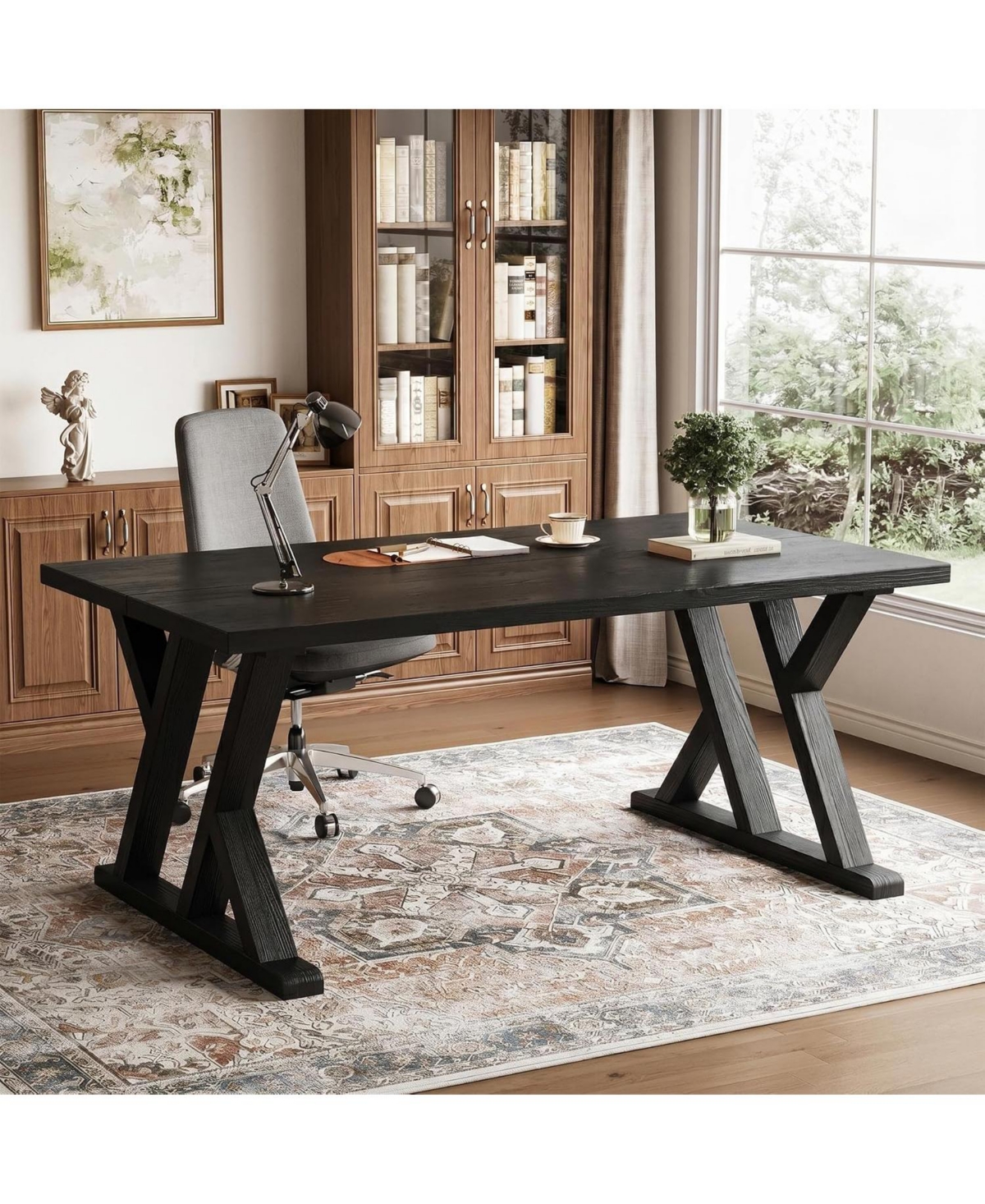 Tribesigns 63" Solid Wood Executive Desk,Computer Desk,Writing Table