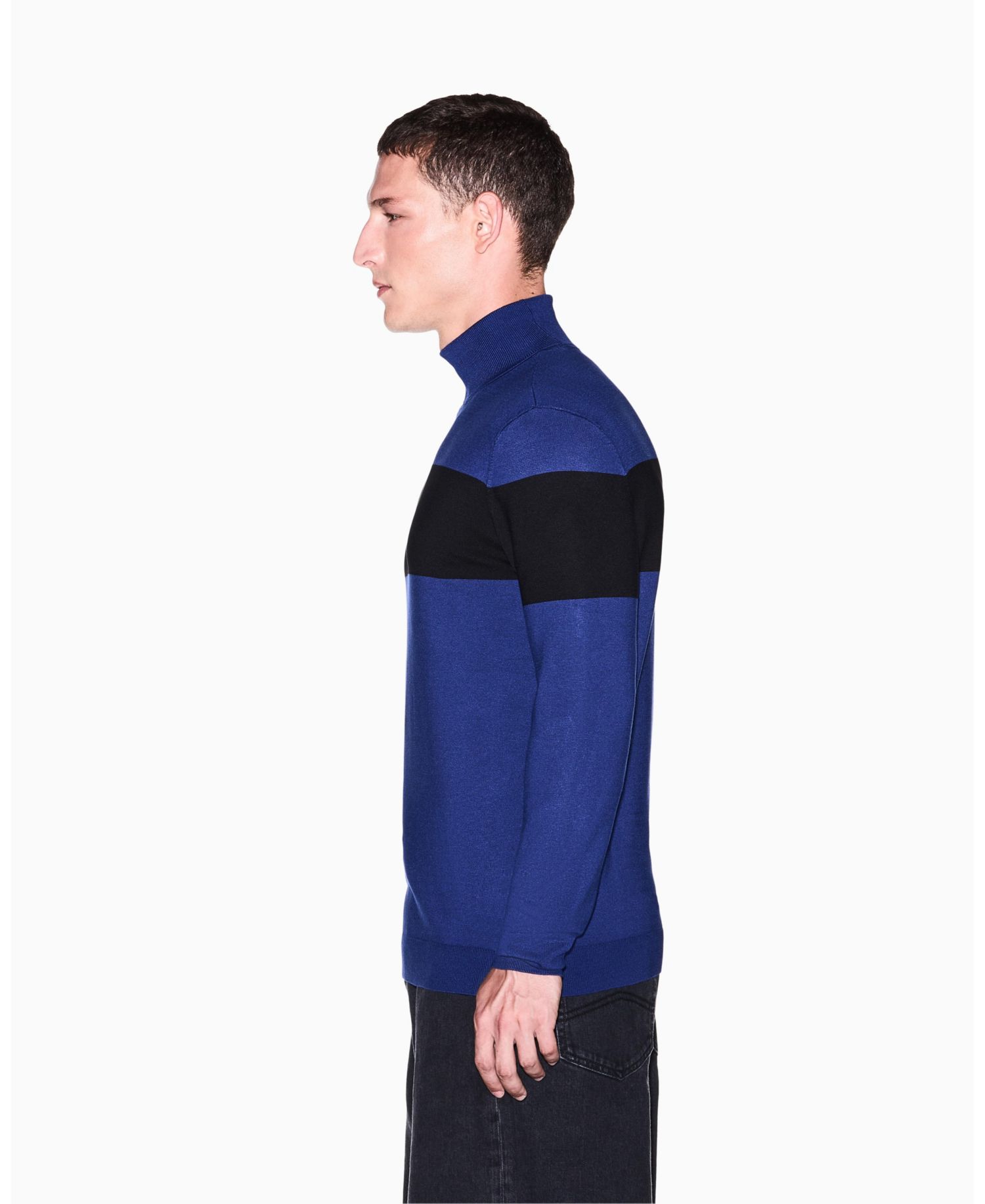Men's Viscose Colorblock Turtleneck Sweater