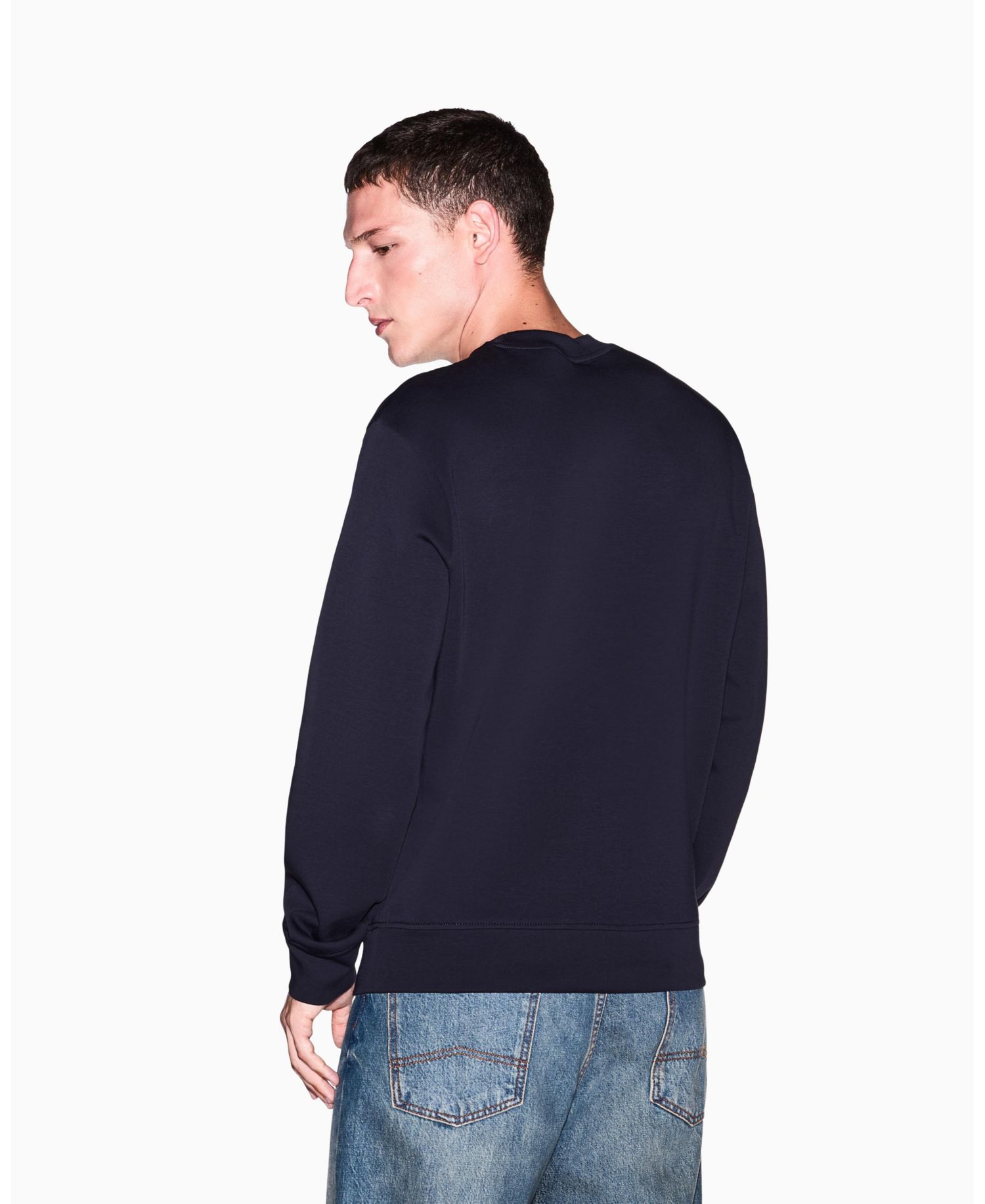 Men's Long Sleeve All-Over Logo Bonded Cotton Crewneck Sweatshirt