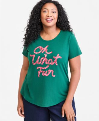 Plus Size Printed Short-Sleeve Crewneck Tee