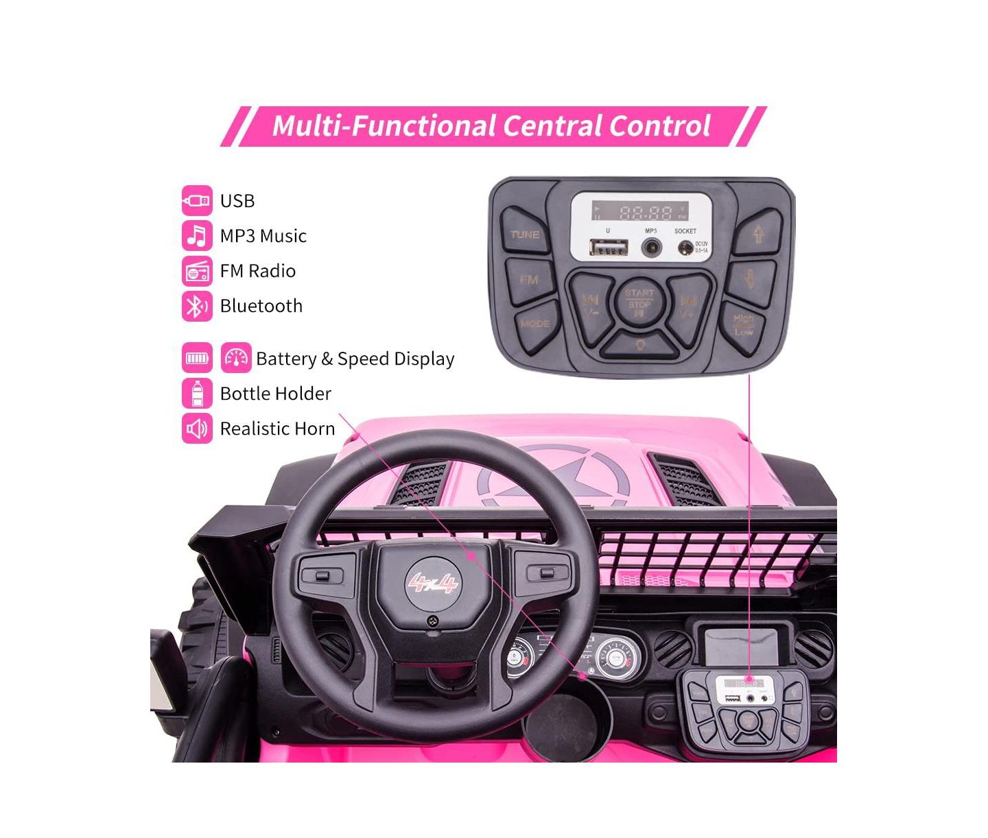 Детская игрушка homfan 2-Seat Kids Ride-On Electric Truck with Remote Control, 3–8 лет — фото 4