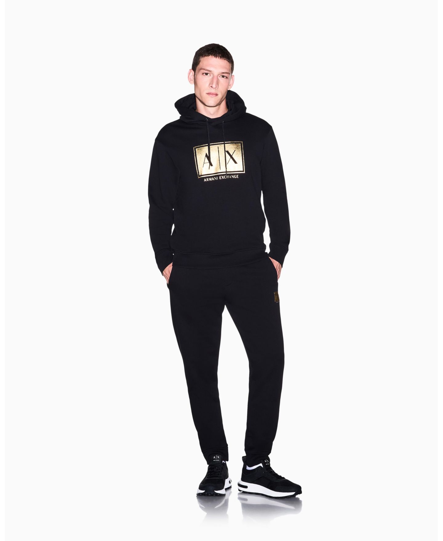Мужское худи A|X Armani Exchange Black And Gold Box, цвет: Чёрный / Золотой — фото 3