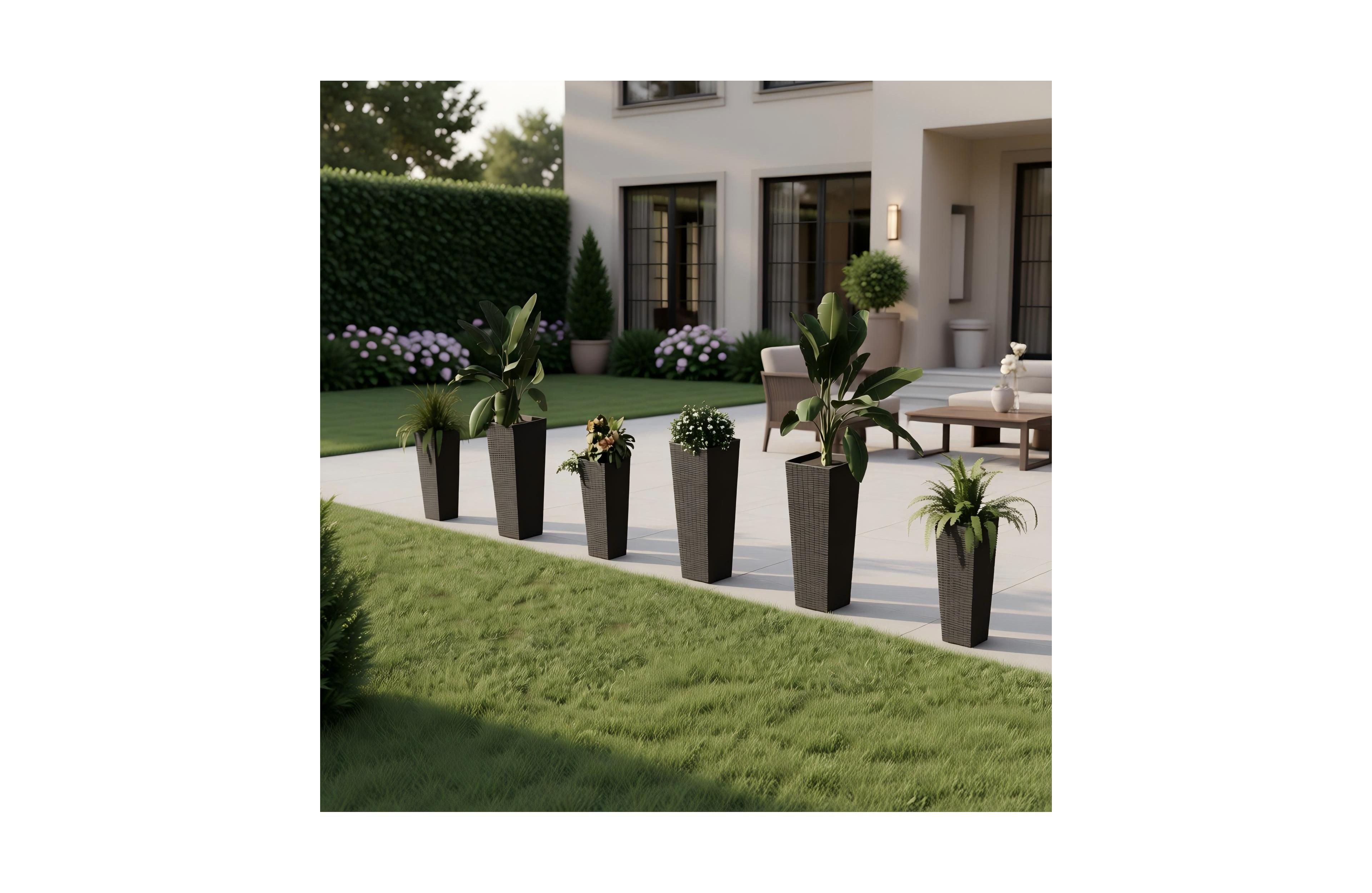 2-Pack Plastic Outdoor Plant Pots with Drainage Holes, Weather-Resistant Planters for Patio Porch Balcony Garden, Black/White