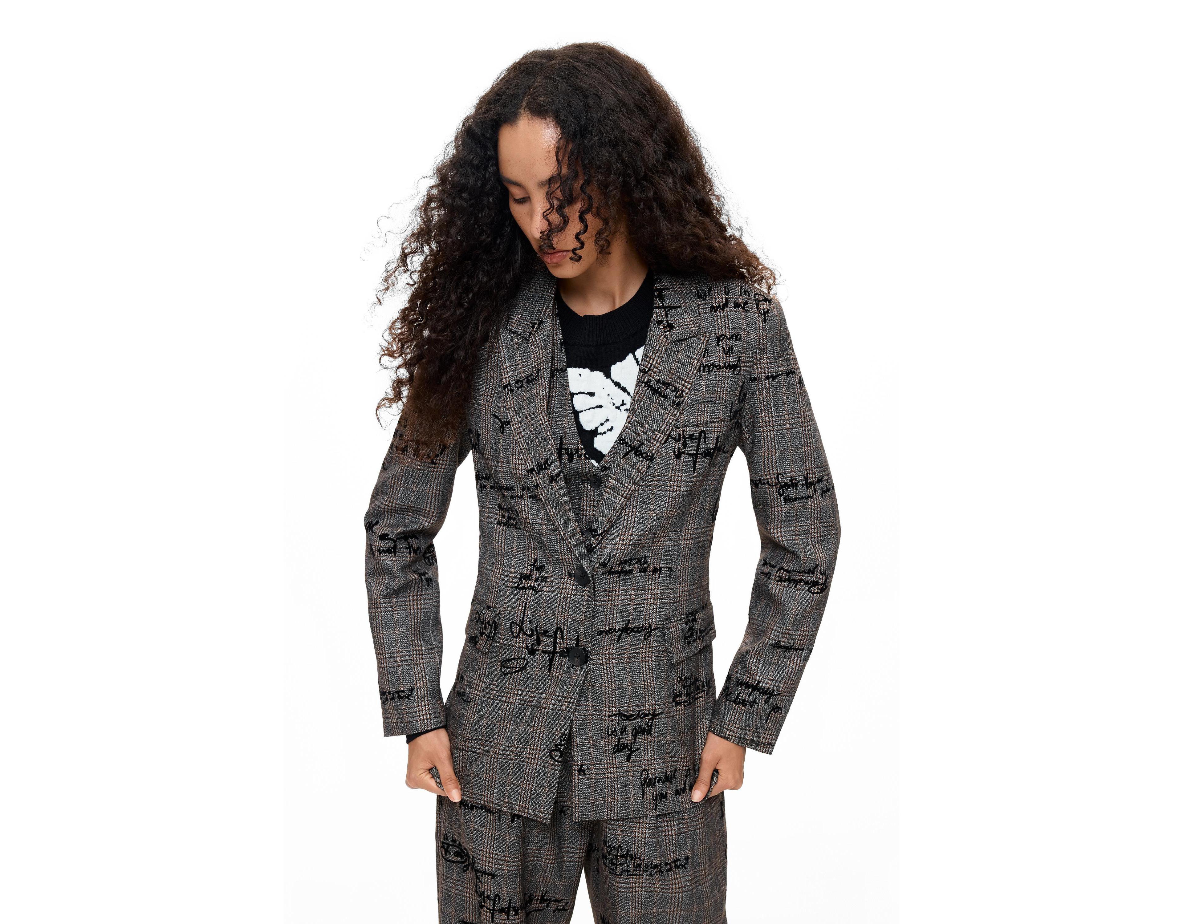 Desigual Women's Checkered blazer lettering