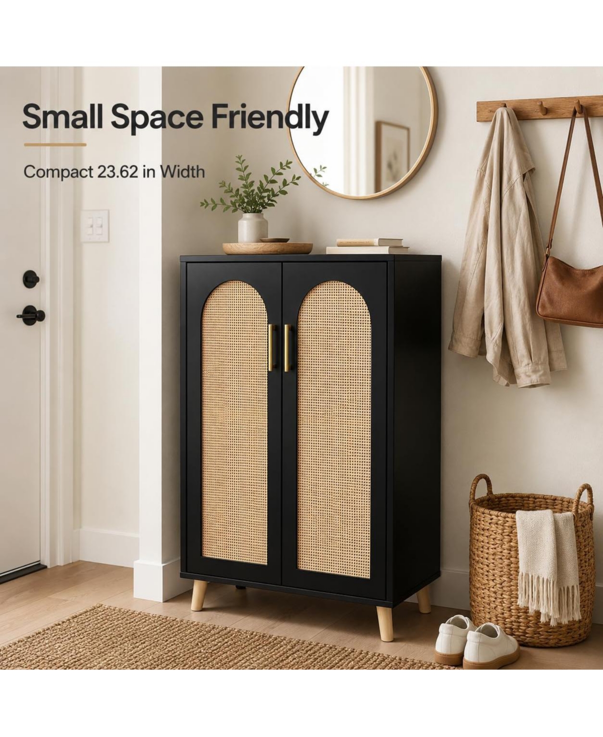 Tall Entryway Storage Cabinet with Adjustable Shelves