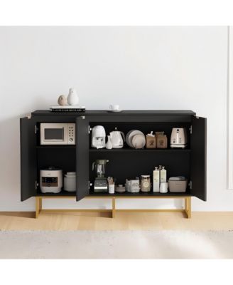 47 x 16 x 31 in Set of 2 Sideboard Buffet Cabinet with Doors, Engineered Wood Storage Credenza for Dining Room Living Room Entryway, Black