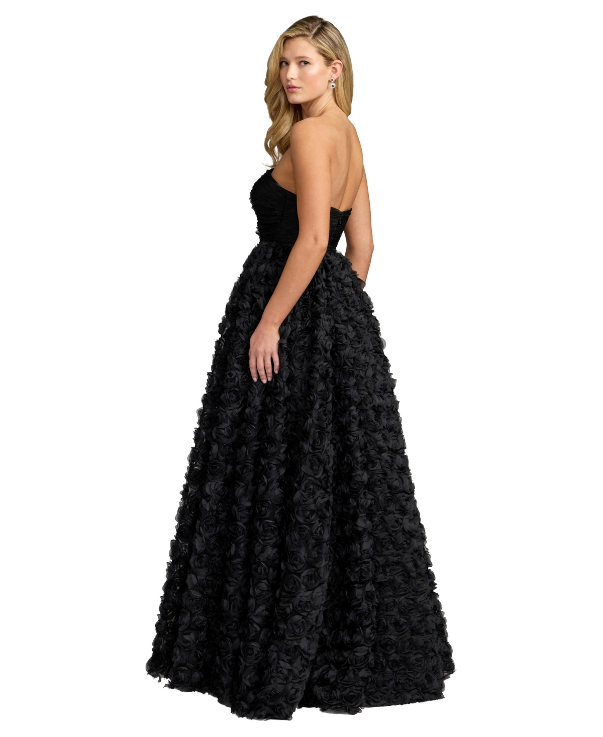 Mac Duggal Women's Strapless 3D Rosette Ball Gown