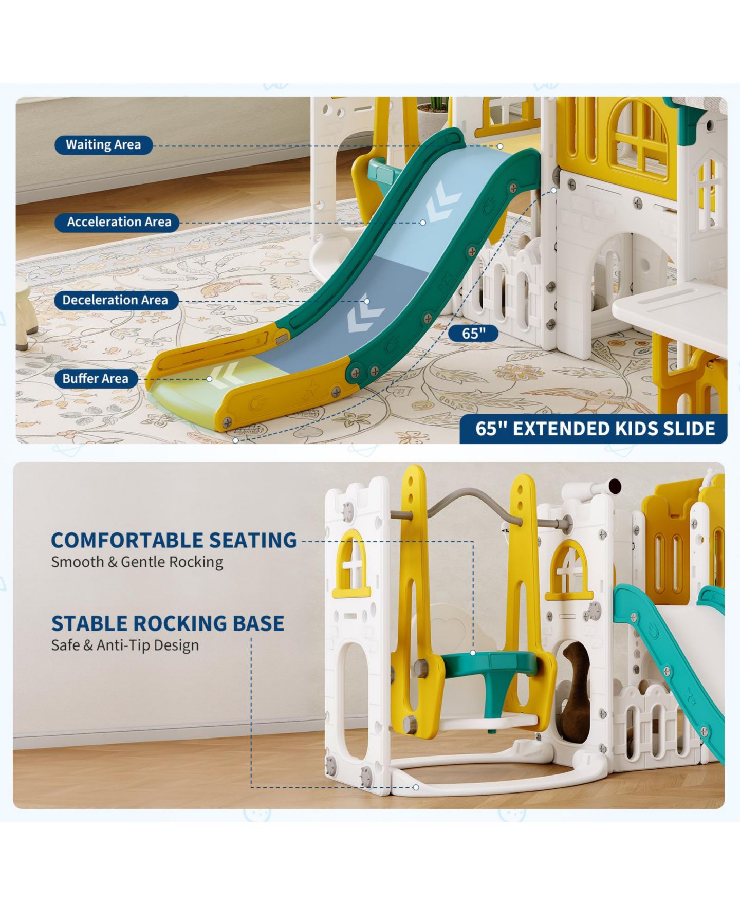 Детские игрушки homfan 4-in-1 Indoor Slide, Tent, Swing and Climbing Ladder Set, Ages 3-6 — фото 4