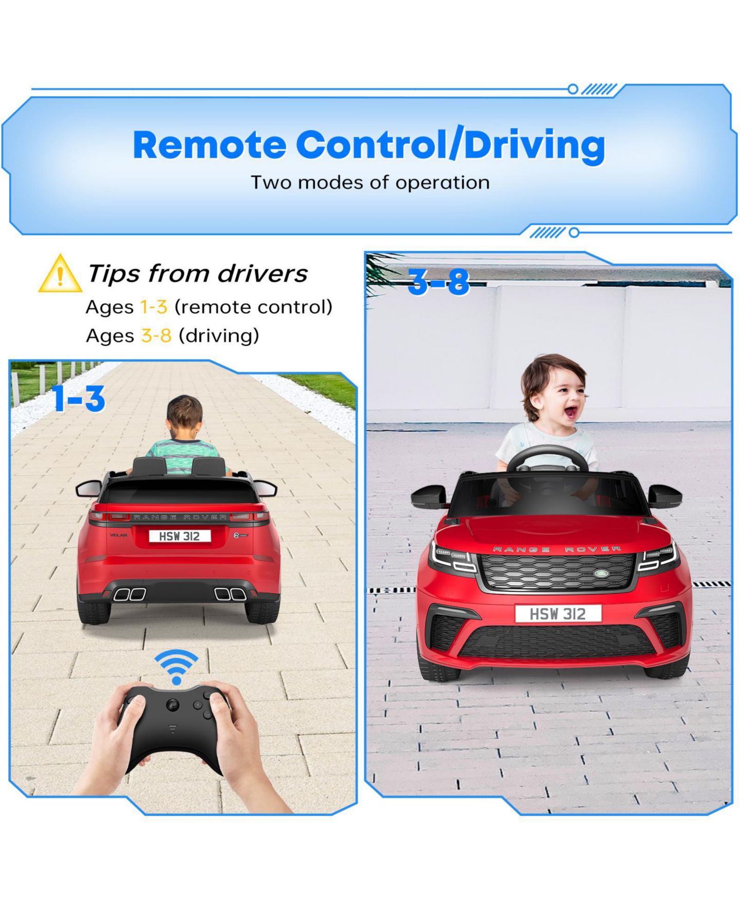 Детская игрушка homfan Licensed Land Rover Remote-Control Rocking-Mode Ride-On Car, Seats 2, Ages 3-8 — фото 3