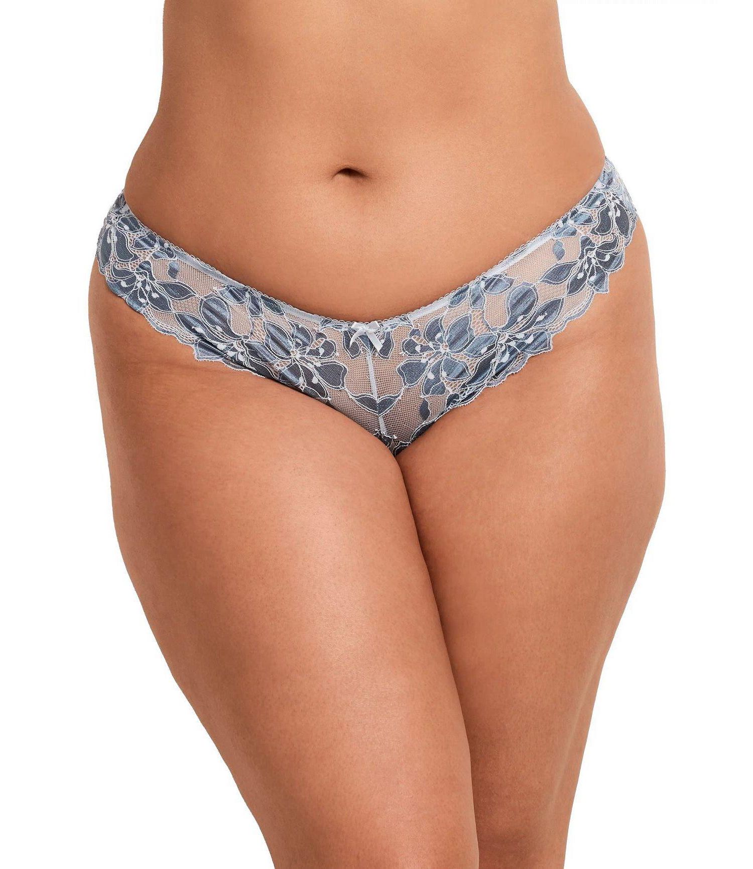 Plus Size Mellody Brazilian Floral-Print Lace Panty