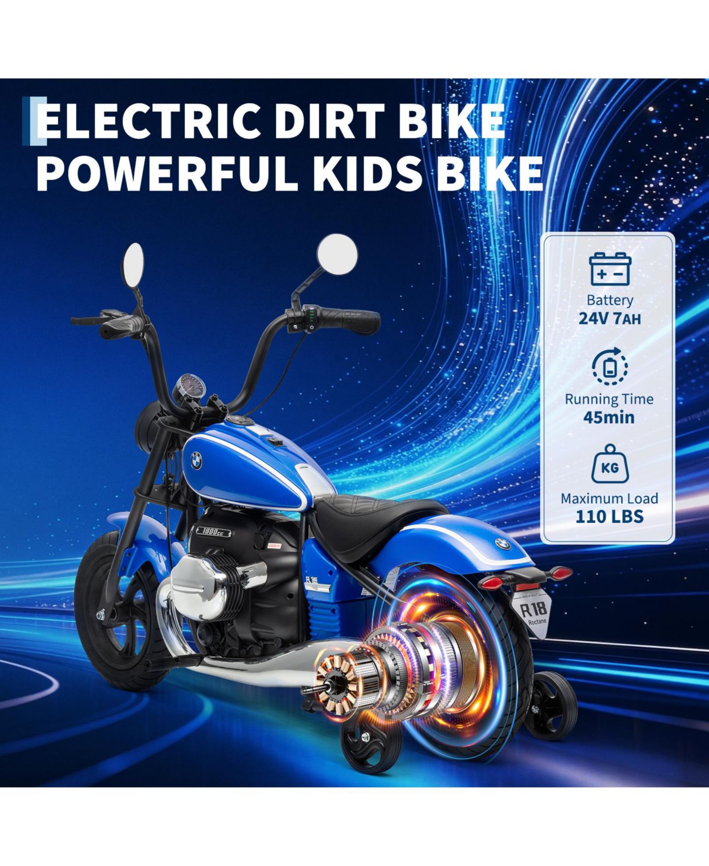 Детская игрушка homfan 24V Licensed Sport Motorcycle Brushless Motor Ride-On, Ages 6-14 — фото 3