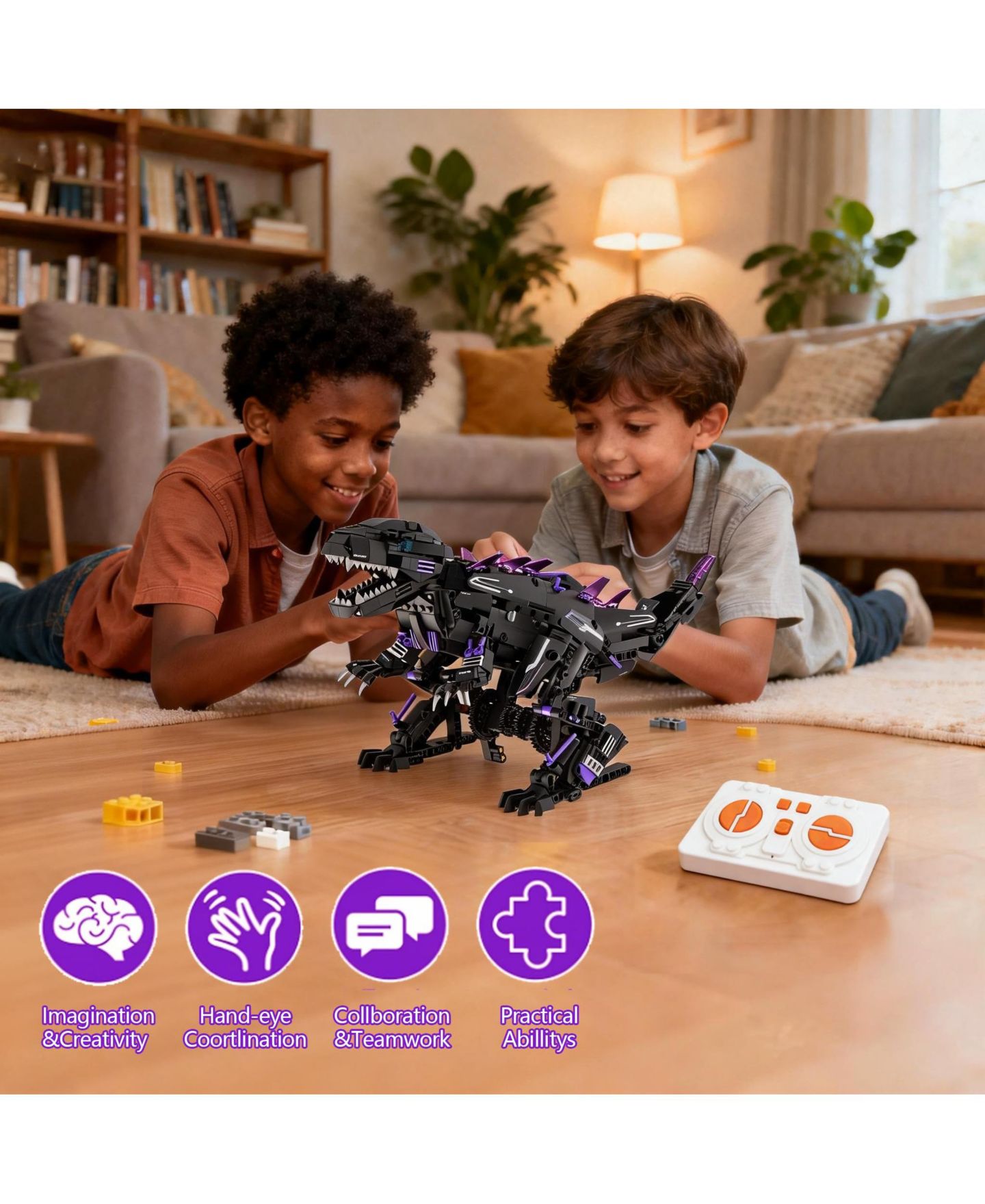 Детские конструкторы homfan Dinosaurs 5-in-1 Remote Control Building Blocks Set, Ages 6+ — фото 4