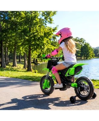 12V Battery Powered Ride-On Motorcycle with Training Wheels, 66 lbs, Ages 3-6