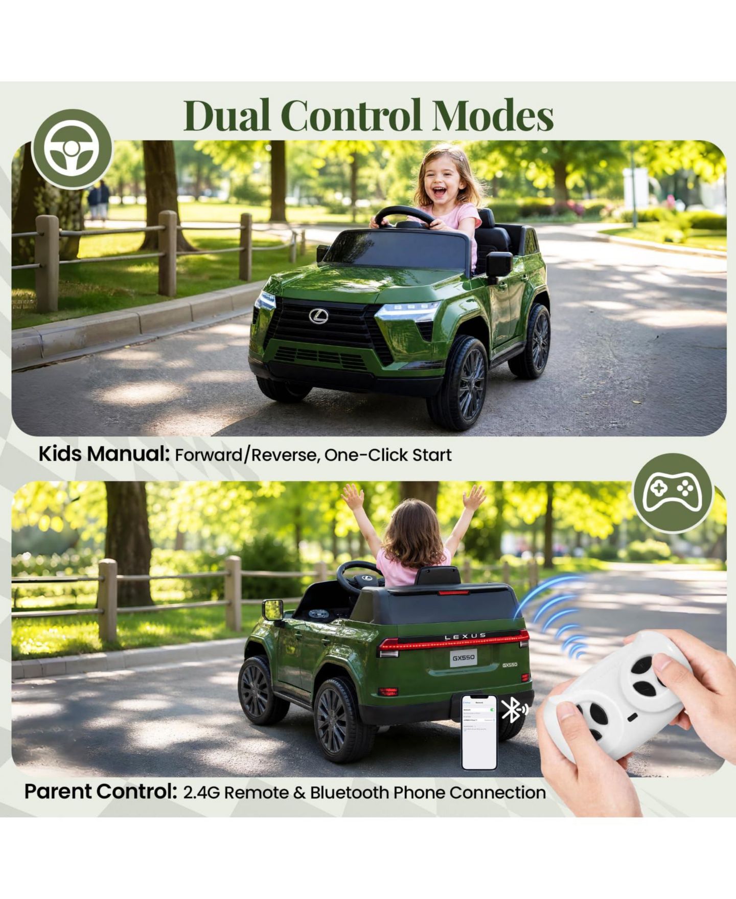 Детская игрушка homfan LC500 42" 12V Electric Remote Control Ride-On Car, 3–6 лет — фото 5
