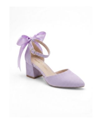 Forever and Always Shoes Women's Arielle Bow Ankle Strap Block Heel Pump