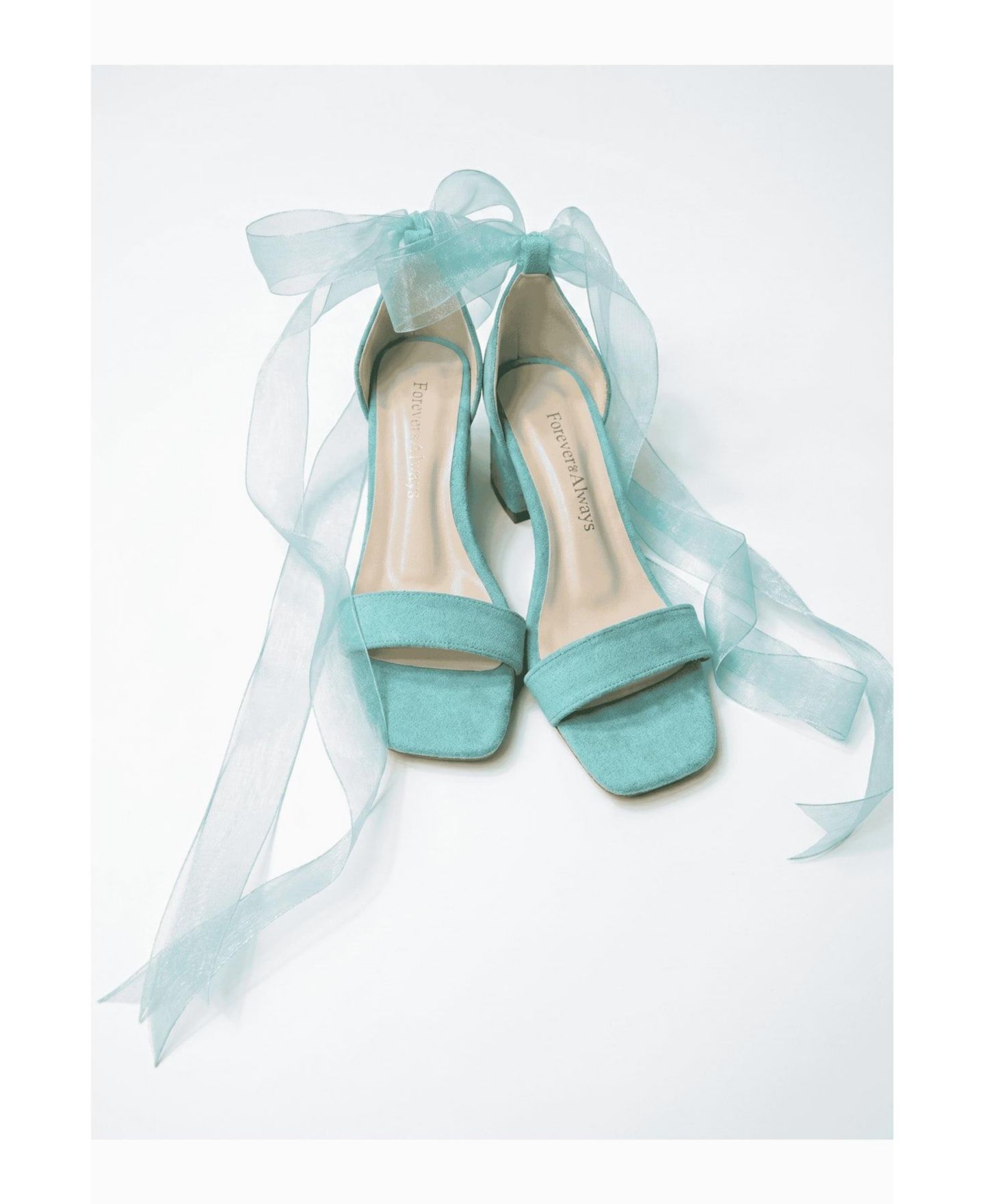 Женские босоножки Forever & Always Shoes Rova с бантом на блочном каблуке, цвет: Аквамариновый замшевый — фото 6