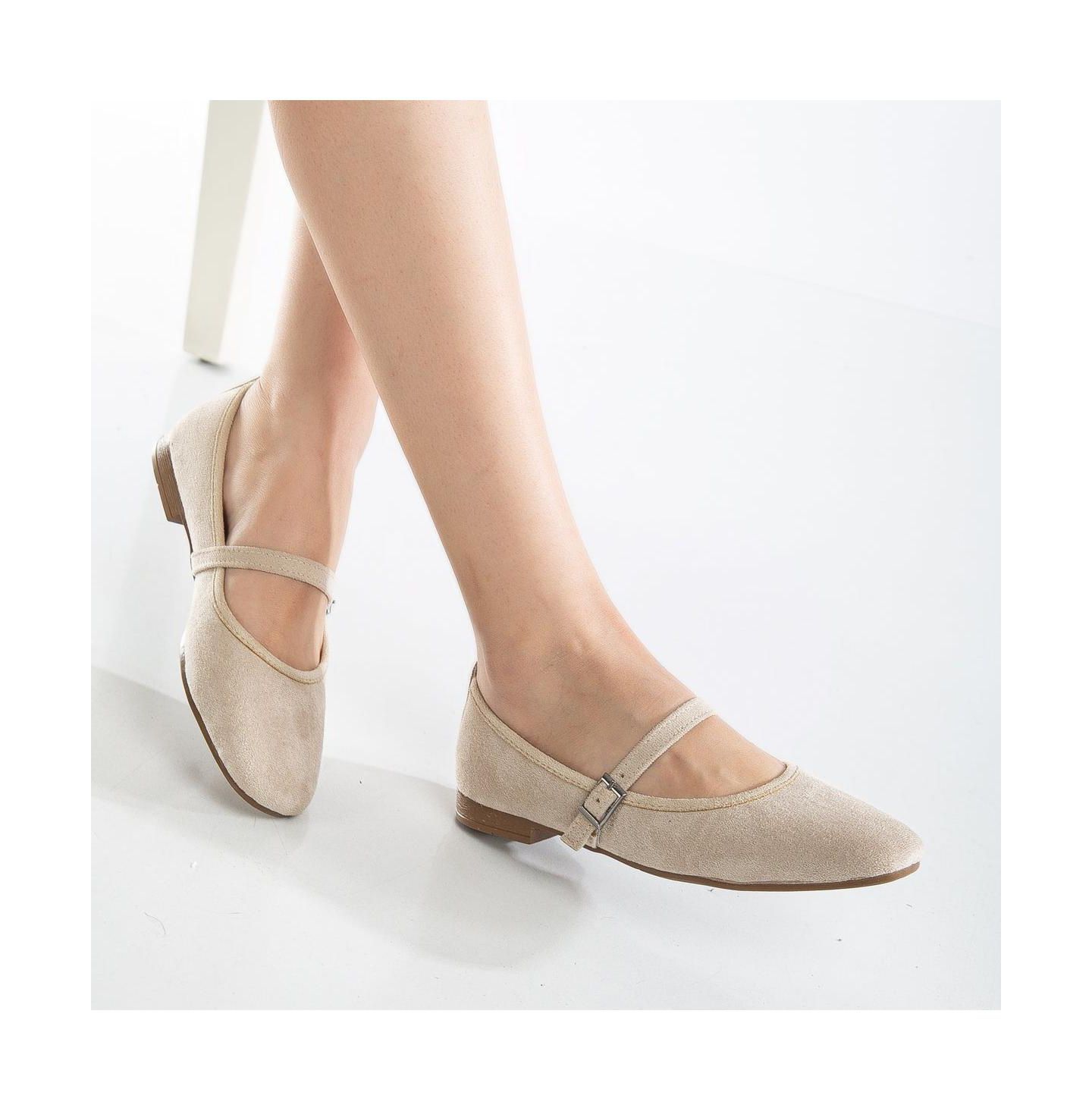 Женские туфли Мэри Джейн Prologue Shoes Emilie на плоской подошве, цвет: Бежевый замшевый — фото 5