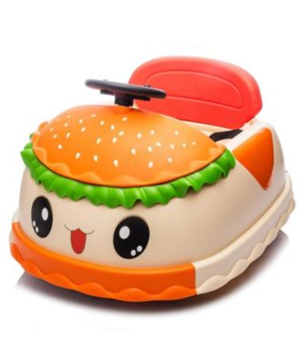 12V Hamburger Bumper Car with Remote Control, 360-Degree Rotation, Bluetooth Music, Ages 3+