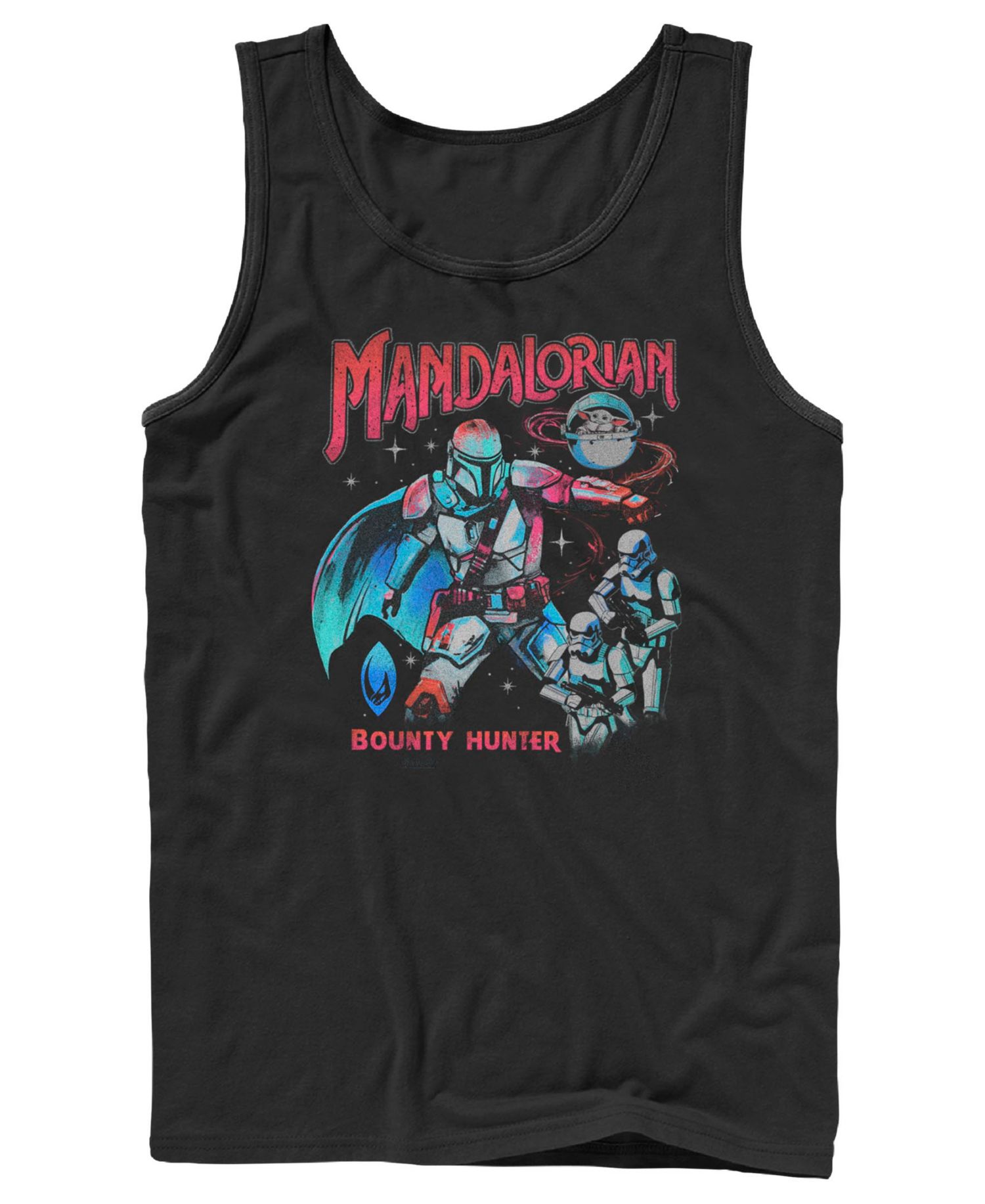 Men's Star Wars The Mandalorian Bounty Hunter Retro Graphic Tank Top