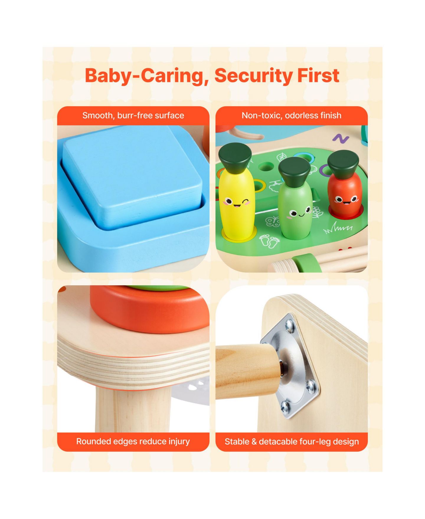 Детские игрушки SUGIFT 13-in-1 Wooden Montessori Activity Table Develops Fine Motor Skills, Ages 6+ Months, цвет: Натуральный — фото 6