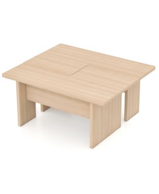 Modular Coffee Table Set of 2 L Shaped Center Tables for Home Office Apartment