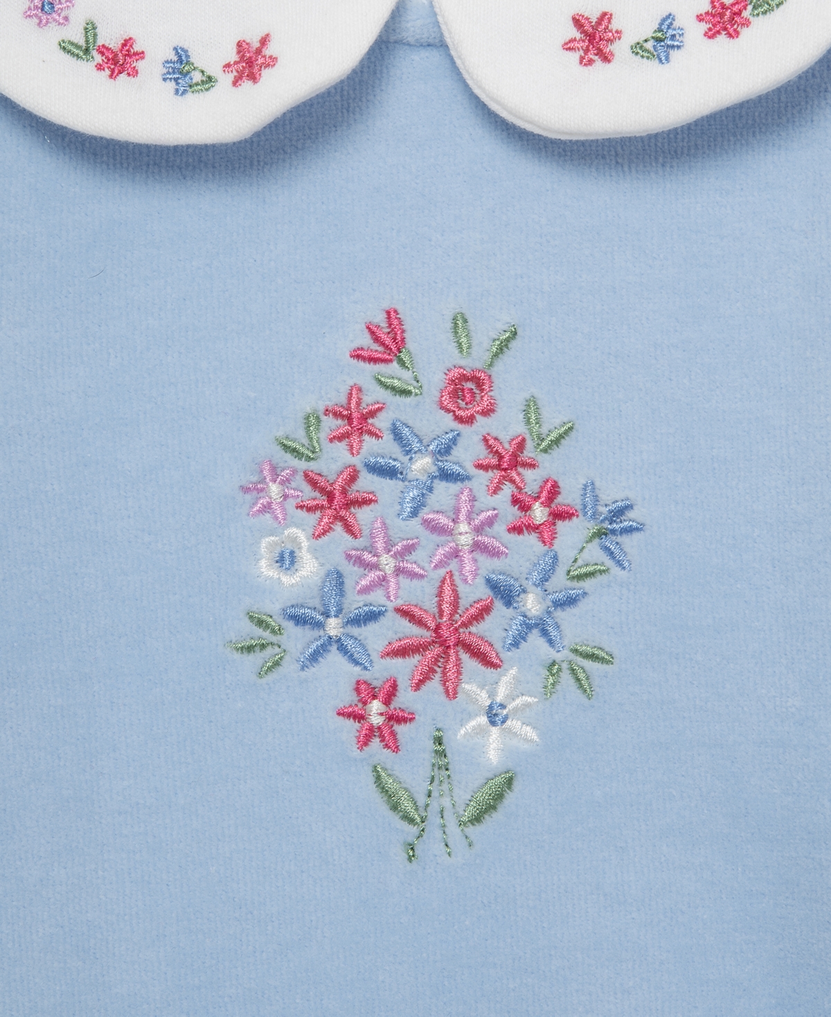 Little Me Baby Girls' Bouquet Embroidered Velour Top and Pants, 2-Piece Set