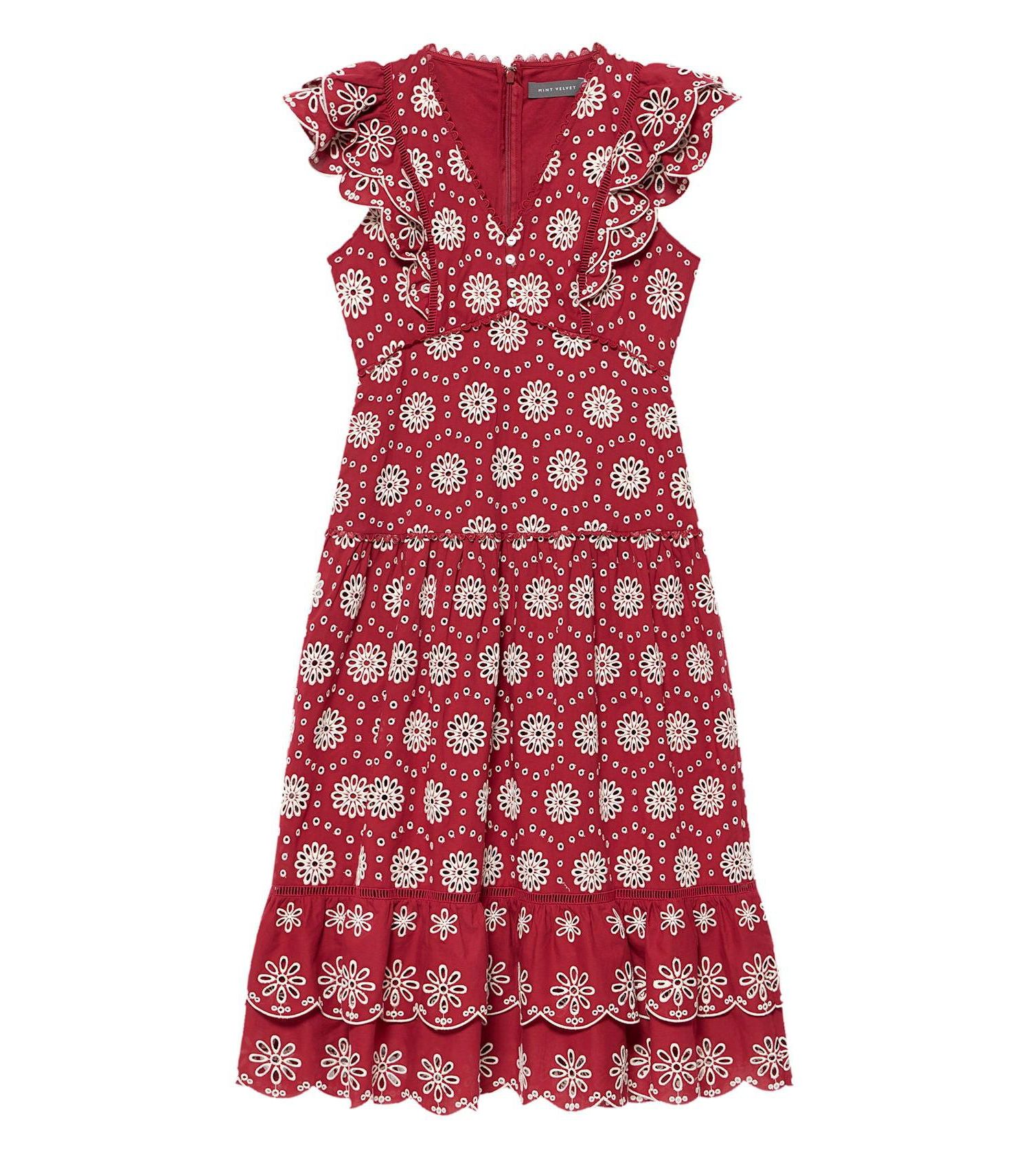 Women's Floral-Print Ruffle Drop-Waist Midi Dress