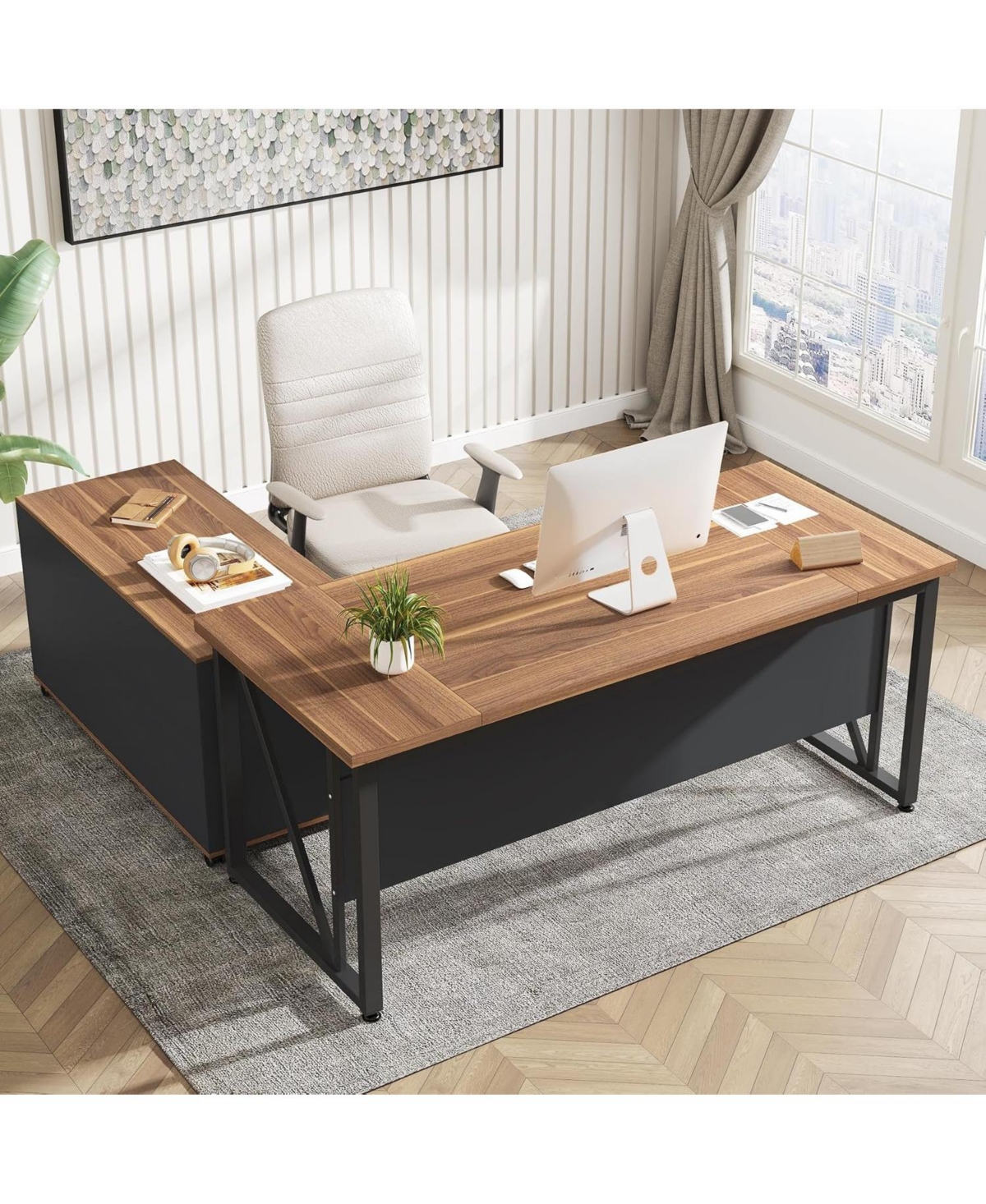 Tribesigns 63" Computer Desk with Steel Legs