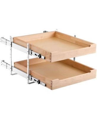 2-Tier Pull Out Cabinet Organizer D Soft Close Sliding Wood Drawer