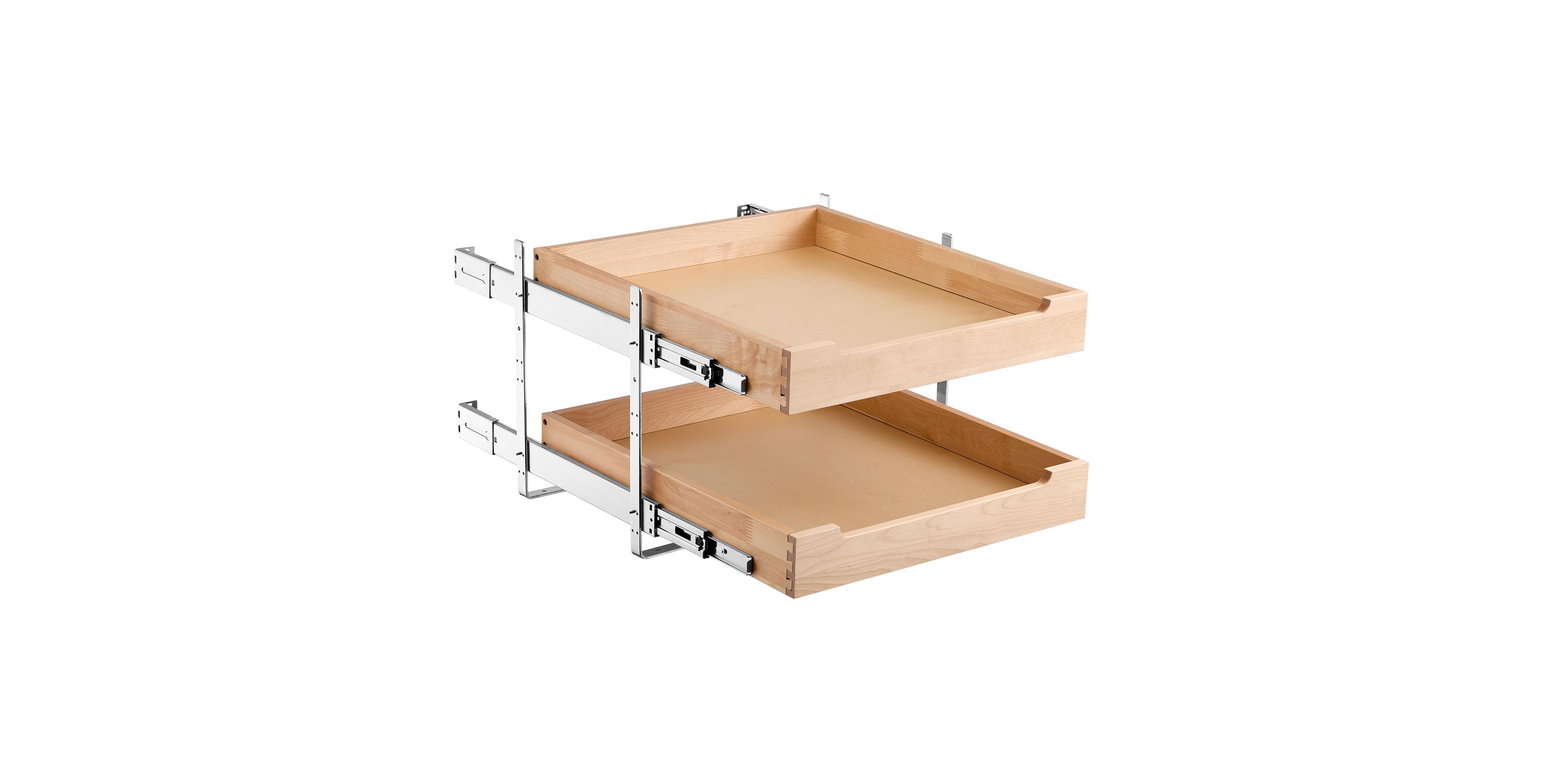 Sugift 2-Tier Pull Out Cabinet Organizer D Soft Close Sliding Wood Drawer
