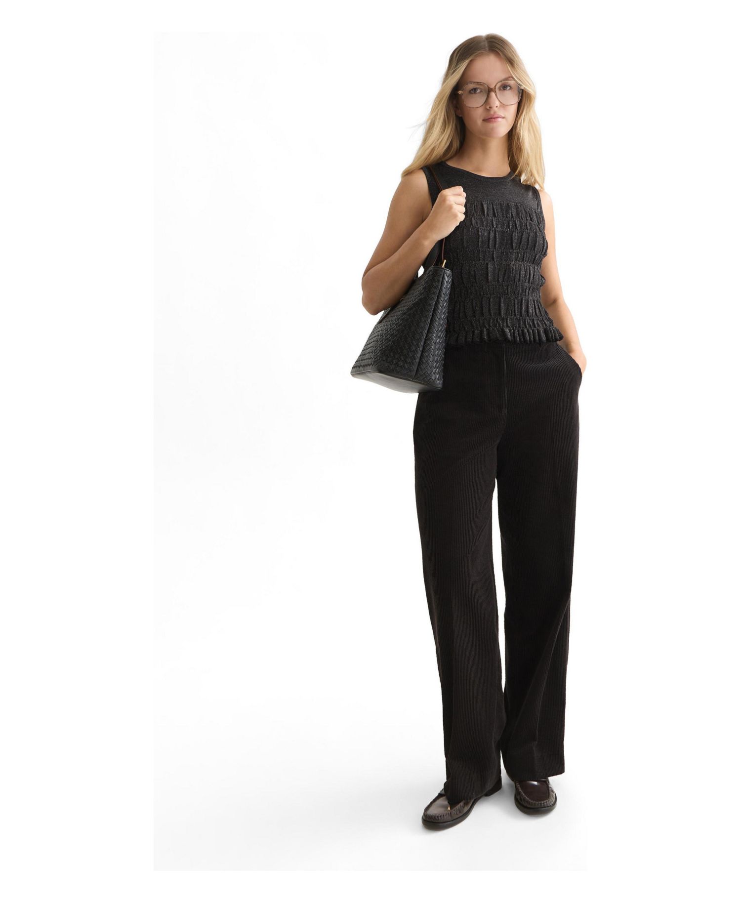 Women's Smock Stitch Knitted Crewneck Tank